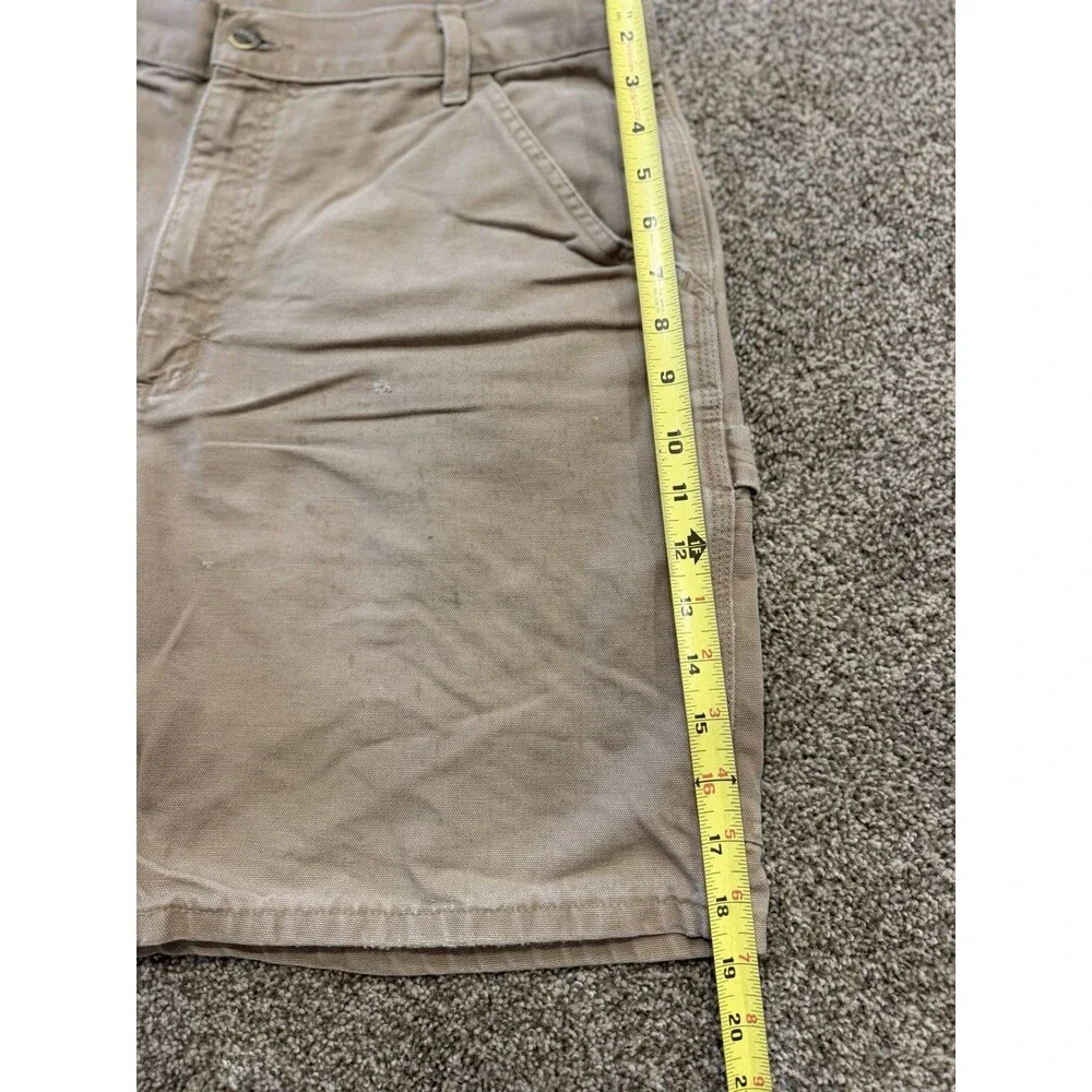 Vintage CARHARTT B25 DES Carpenter Canvas LEATHER PATCH Shorts Sz 32/34 USA MADE